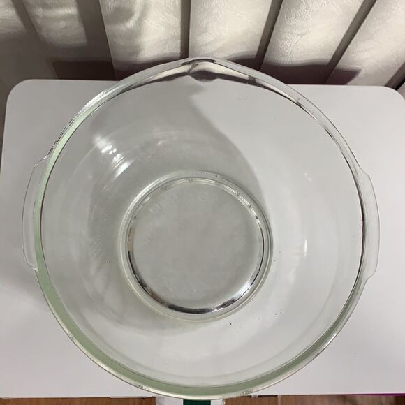 Bowl Large Heavy Durable Vintage Clear Glass 2 Handle Mixing Bowl Spout Kitchen - Picture 5 of 8